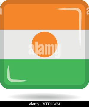 Square shape icon of the national flag of Niger Vector illustration Stock Vector