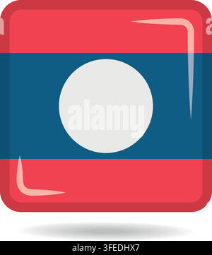 Square shape icon of the national flag of Laos Vector illustration Stock Vector