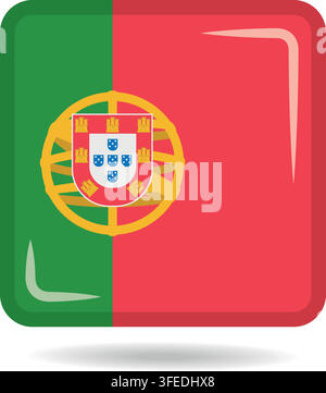 Square shape icon of the national flag of Portugal Vector illustration Stock Vector