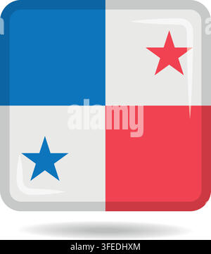 Square shape icon of the national flag of Panama Vector illustration Stock Vector