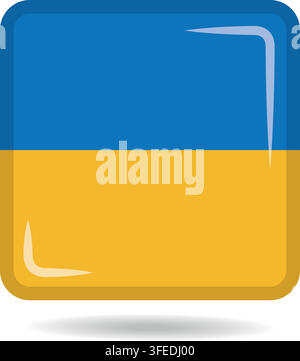 Square shape icon of the national flag of Ukraine Vector illustration Stock Vector