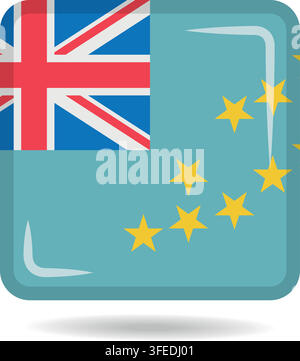 Square shape icon of the national flag of Tuvalu Vector illustration Stock Vector