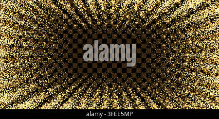 Abstract gold mosaic disco style manga sequin pattern overlay isolated. Luxurious radial circular golden glittering halftone cover. Disco ball texture Stock Vector