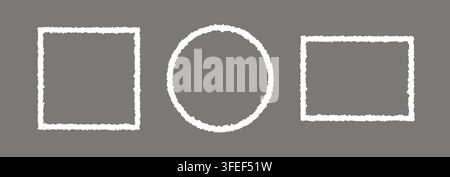 White torn paper frame set. Round, rectangle and square jagged edge border collection. Thin ripped paper boarders for poster, text box, banner, collage, sticker, cadre. Vector craft rectangular frames Stock Vector