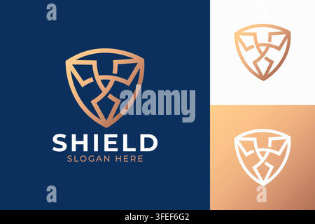 Luxury Shield Logo Template with Geometric Line Art for Security and Financial Brand Stock Vector