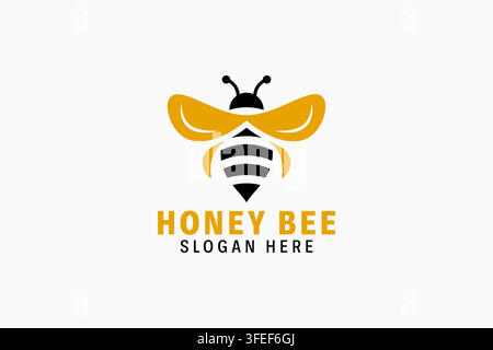 Honey Bee Logo Template for Organic Farm Honeycomb Product and Natural Brand Stock Vector