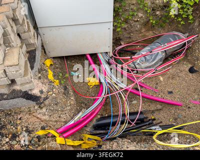 Fiber Optic Distribution Box for Modern City Internet Stock Photo