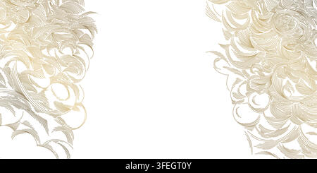 Elegant Japanese abstract pattern with flowing lines, oriental clouds, waves, vector graphic art. Luxury sea ornament, oriental sky background, gold Stock Vector