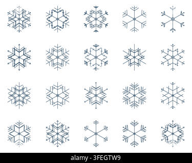 Different snowflake designs for winter and christmas decoration Stock Vector