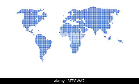 World map in dotted blue style Stock Vector