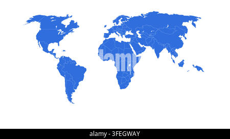 World map in blue political style Stock Vector