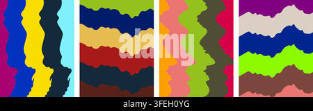 Abstract vertical banners with colorful wavy stripes and vibrant modern artistic geometric background patterns Stock Vector