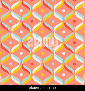 Retro vibes of wavy ogee pattern, abstract seamless vector background, perfect for wallpapers, fabric Stock Vector