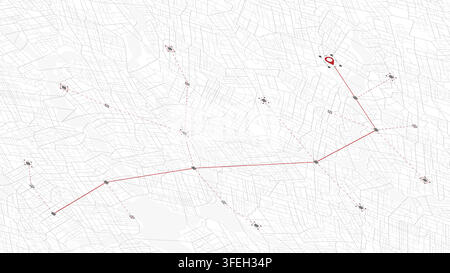 Online digital service for vehicle with location search. Navigation to poi. Generic city map with signs of streets, roads. Vector illustration, map Stock Vector