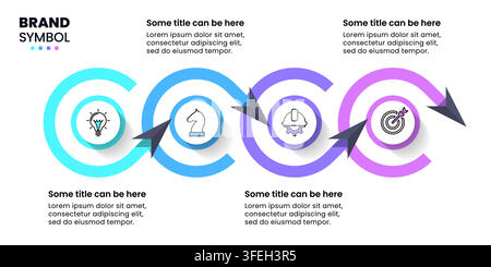 Infographic template with icons and 4 options or steps. Arrows. Can be used for workflow layout, banner, diagram, webdesign. Vector illustration Stock Vector