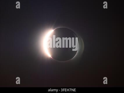The beautiful diamond ring effect of a total solar eclipse Stock Photo