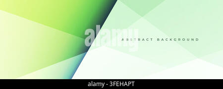Soft abstract geometric background with pale green gradient tones, layered translucent triangular shapes, diagonal light streaks, and spacious minimal Stock Vector