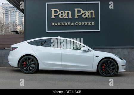Chisinau, Moldova-February 10, 2025: Tesla Model 3 Stock Photo