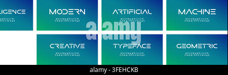 Geometric futuristic font alphabet letters. Future logo typography. Creative minimalist typographic design. Cropped letters set for science technology Stock Vector