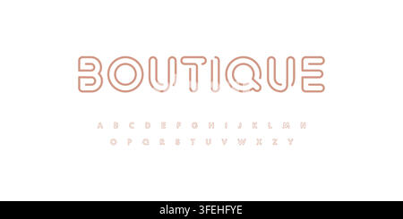 Soft rounded outline font alphabet for boutique branding, beauty logos, playful luxury packaging and stylish editorial accents. Skincare label fonts Stock Vector