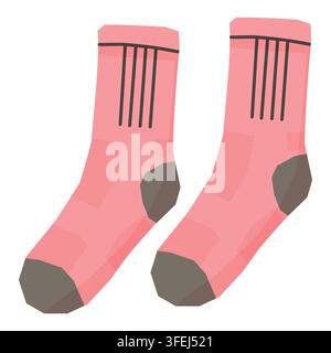 Pink knitted winter socks vector illustration isolated on white background Stock Vector