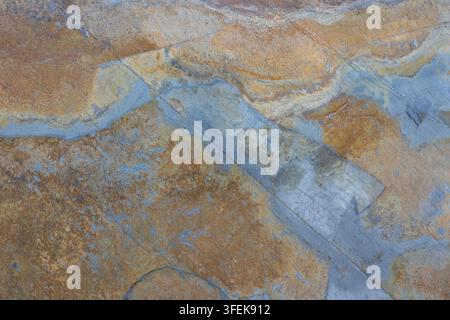 Natural slate stone texture with brown and blue tones Stock Photo
