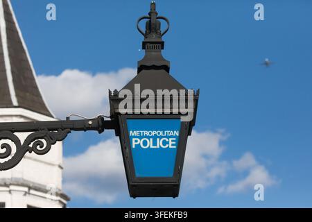 A traditional blue Metropolitan Police lamp Lavender Hill Stock Photo