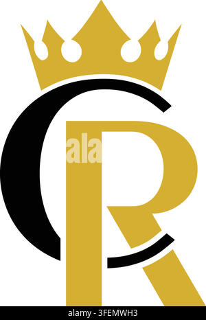 CR Crown Monogram Logo Design for Premium Luxury Branding Stock Vector