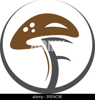F Mushroom Logo Design for Organic Food, Nature and Natural Products Branding Stock Vector