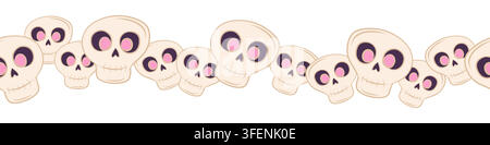 Seamless vector border with halloween skulls Stock Vector