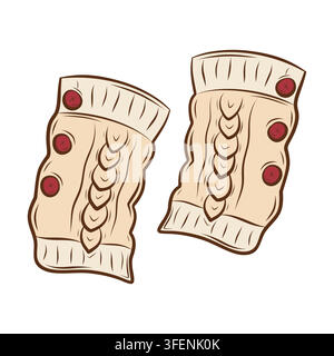 Vector illustration of beige leg warmers with red buttons Stock Vector