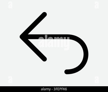 Backward Arrow Line Icon Back Before Previous Symbol Return Pointer Navigation Direction Outline Point Sign Stock Vector