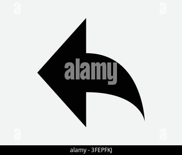 Back Curved Arrow Icon Previous Before Side Beside Black Vector Shape Return Button Symbol Left West Pointer Stock Vector
