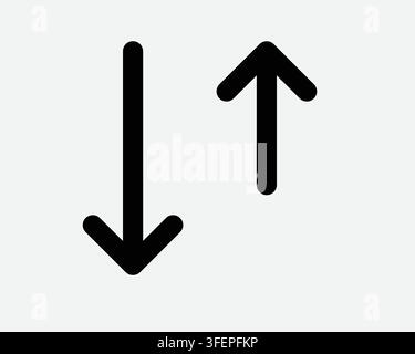 Up Down Arrow Line Icon Upload Download Pointer Direction Two Arrows Top Bottom Sign Symbol Big Small Stock Vector