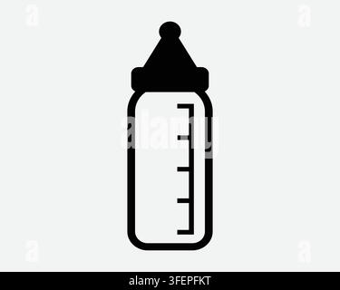 Baby Bottle Icon Infant Milk Nipple Feeding Formula Drink Symbol Black Vector Graphic Shape Nursing Newborn Sign Stock Vector