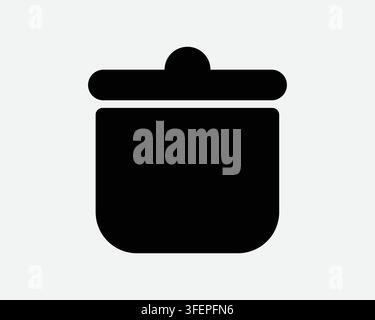 Container Bin Icon Delete Symbol Trash Can Recycle Waste Basket with Lid Black White Vector Sign Stock Vector