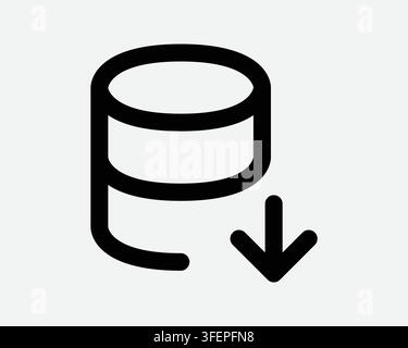Database Download Line Icon Database Arrow Down Decrease Outline Shape Storage Server Management Sign Symbol Stock Vector