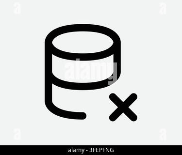 Database Error Line Icon Network Server Failure Cross Sign Computer Internet Data Problem Issue Delete Symbol Stock Vector