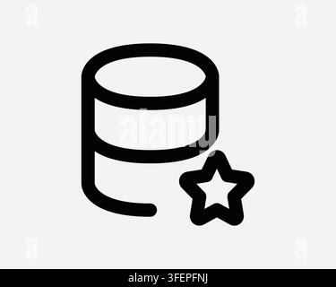 Database Star Icon Black White Outline Shape Favorite Bookmark Vector Graphic Symbol Server Sign Stock Vector
