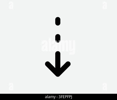 Dotted Line Arrow Pointing Down Icon Page Scroll Downward Swipe Pointer Direction Under Symbol Path Sign Stock Vector