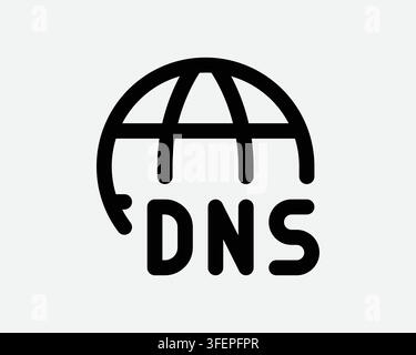DNS Line Icon Network Global Earth Graphic Vector Black White Data Access Internet Symbol Computer Server Sign Stock Vector
