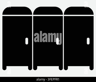 Changing Room Black Icon Cubicle Stall Fitting Room Black Shape Vector Sign Clothing Store Try Out Symbol Stock Vector