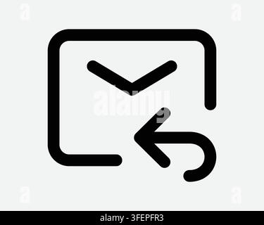 Email Reply Arrow Icon Mail Message Left Pointer Respond Return Back Outline Symbol Line Graphic Sign Stock Vector