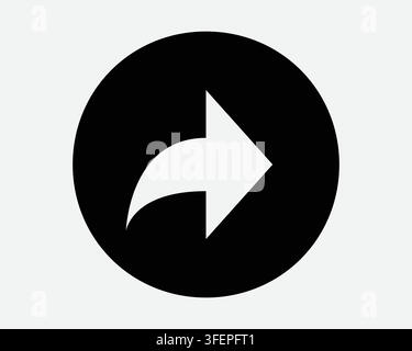 Forward Round Button Icon Next Ahead Right Side Arrow Sign East Circle Black Vector Position Direction Curve Symbol Stock Vector