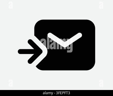 Inbox Mail Black Icon Incoming Message Email Correspondence Enter Send Receive Arrow Pointer Sign Symbol Stock Vector