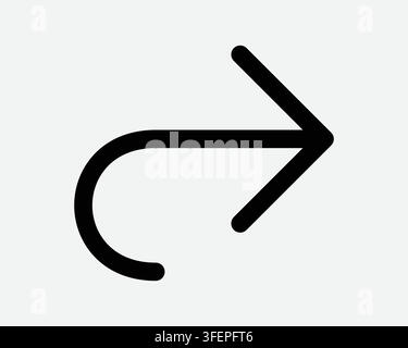 Forward Arrow Line Icon Next Ahead Right Side Point Pointer Arrowhead Outline Symbol Redo Black Vector Sign Stock Vector