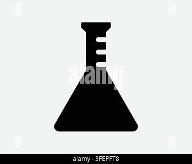 Science Lab Flask Shape Icon Black Silhouette Research Liquid Test Measure Measuring Cup Beaker Sign Vector Symbol Stock Vector