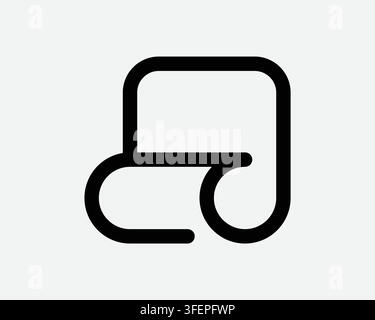 Manuscript Line Icon Parchment Paper Roll Script Document Text Outline Shape Black White Vector Symbol Stock Vector