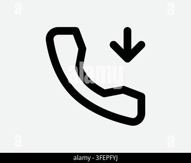 Put Down Phone Line Icon Arrow Pointing Downward Receive Incoming Call Outline Shape Sign Symbol Vector Stock Vector