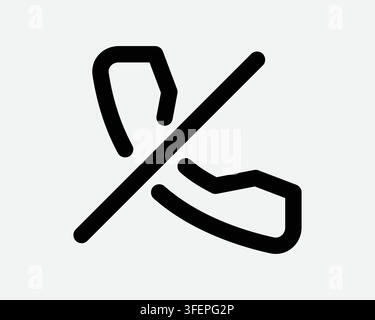Silent Phone Line Icon Handphone Turn Off Outline Symbol Shut Off Cancel Sign Silent Mute Handset Shape Stock Vector